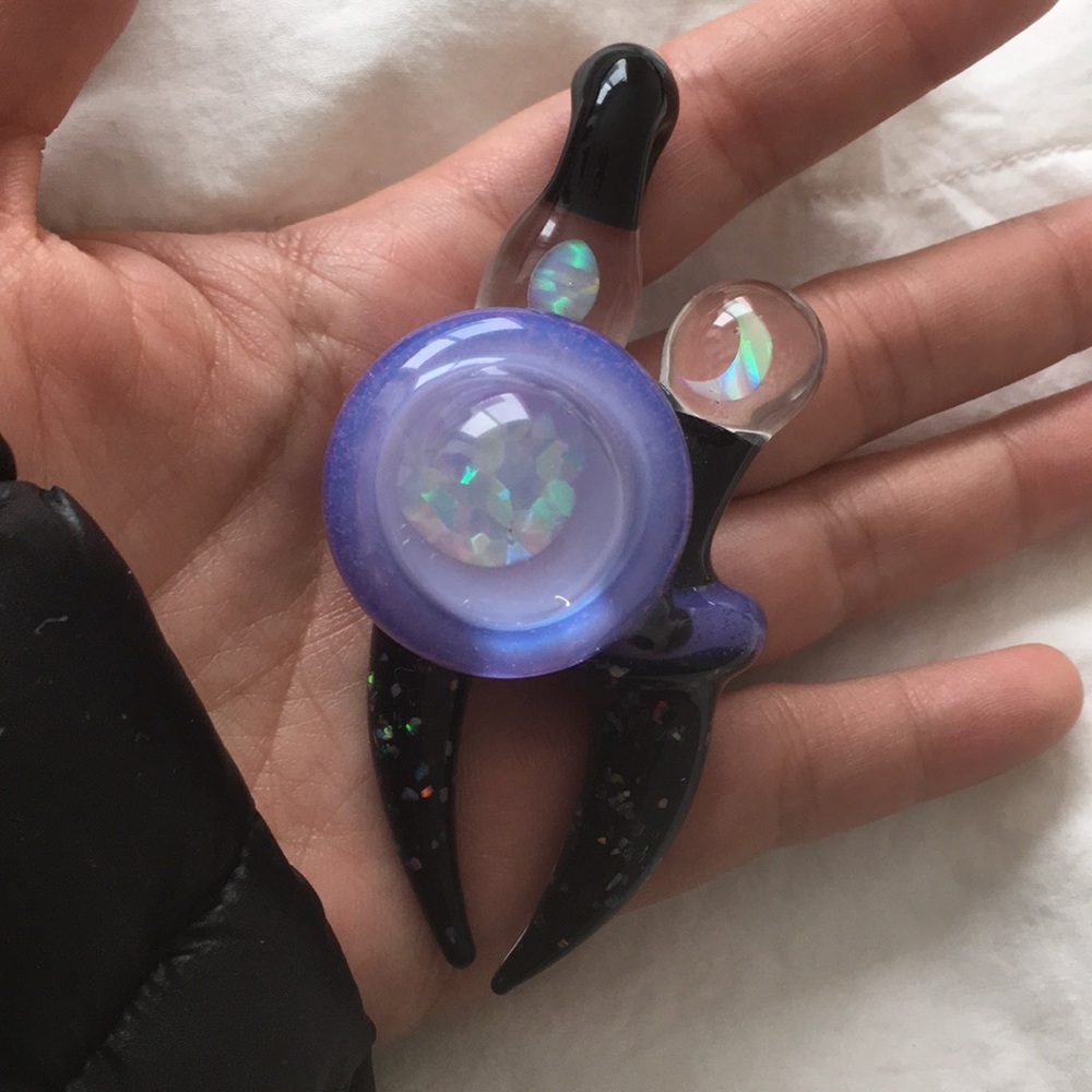 Big Z space key pendant glass pendant with opals